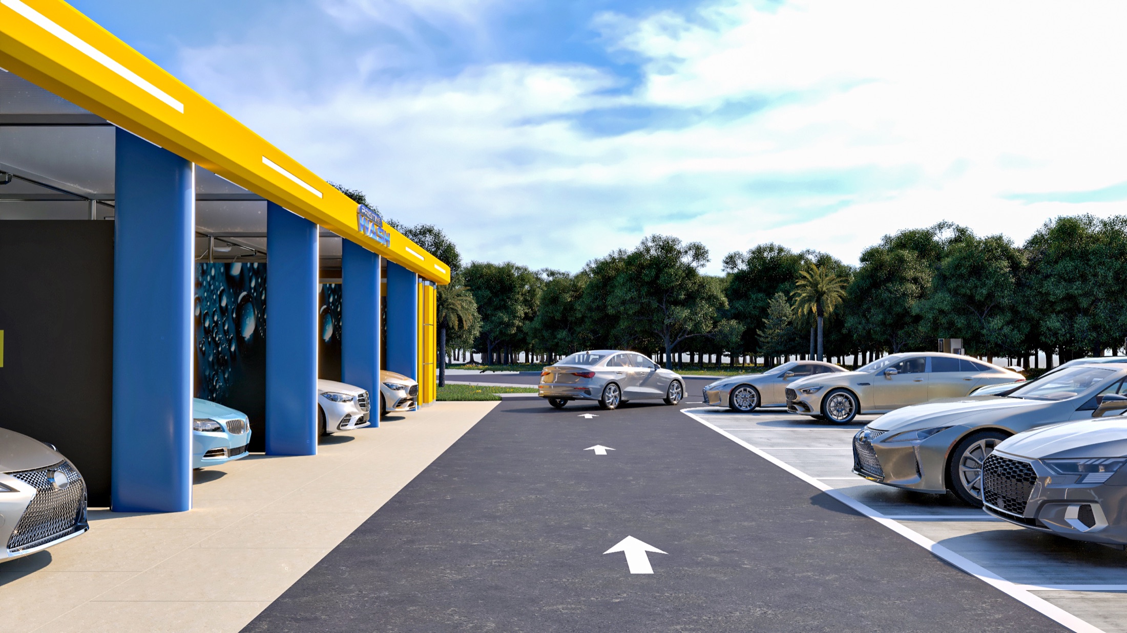 Pristine Wash vehicle entry, bay and exit circulation concept